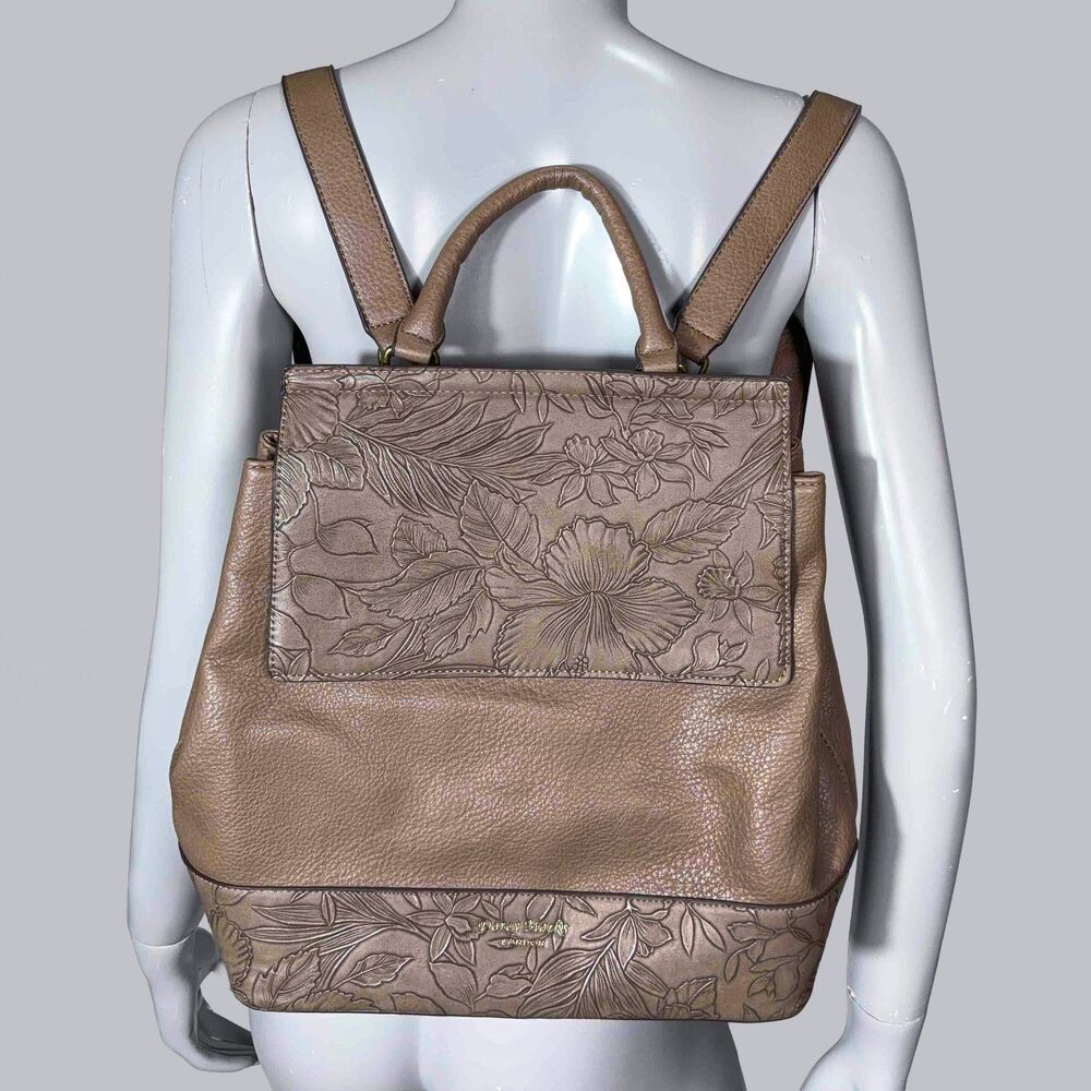 Darcy Marks London Brown Tooled Faux Leather Embossed Backpack Western Boho